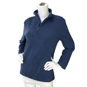 Bogner Fleece Pullover Womens S Navy Quarter Zip 100% Polyester Made in Turkey